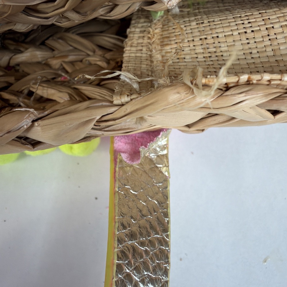 Lilly Pulitzer Large Woven Tote Bag, Gold Double Handles, Tassel Fringe, Open - Picture 15 of 15